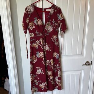 Floral Burgundy Dress